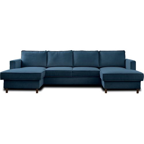 Best Mobilier Jake, Ecksofa, Blau, 7 Sitz(e), Jake, Samt, Holz