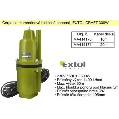 Extol Craft (414171) Membran-Tieftauchboot, 300 W, 1400 l/Stunde, 20 m