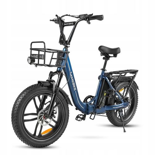 E Bike Elektrofahrräder Klapprad Klappräder E-bike 36V 13Ah , 20 * 4.0 Zoll, E-Bike 7-Gang LCD-Display mit Korb für Herren Damen Dunkelblau