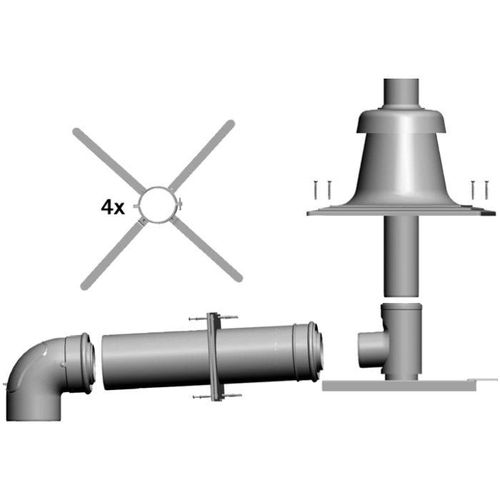 Wolf Anschlussset 2651854 Edelstahl, DN 60/100, bis 24 kW, raumluftunabhängig, weiß