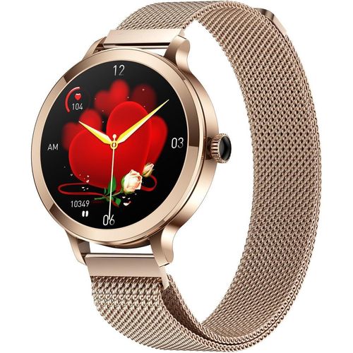 LONGLU Damen Smartwatch mit Bluetooth Anruf, Fitness Uhr mit Herzfrequenz, Schlaf- & Blutdruckmonitor, wasserdicht für iOS & Android