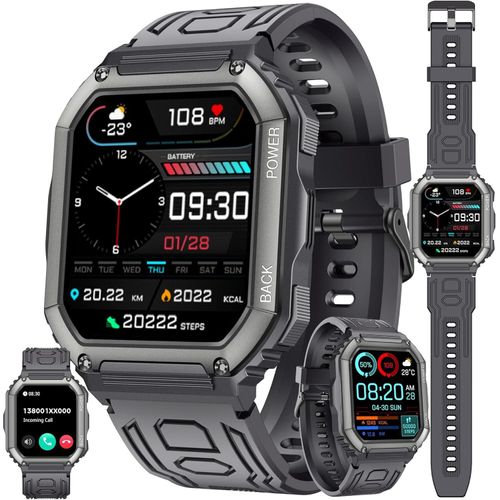 ZPIMY Smartwatch 1.1 Inch AMOLED, 5ATM Waterproof Fitness Tracker with Heart Rate, SpO2, Pedometer, Sports Modes for Android iOS