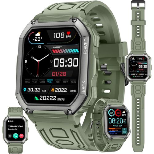 ZPIMY Smartwatch 1.1 Inch AMOLED, 5ATM Waterproof Fitness Tracker with Heart Rate, SpO2, Pedometer, Sports Modes for Android iOS