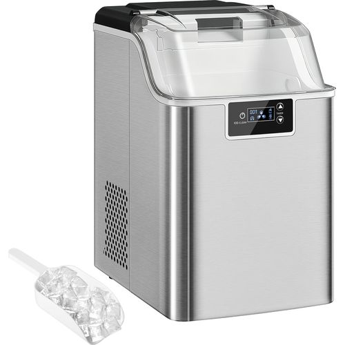 HOMCOM Eiswürfelmaschine, 2,1L Ice Maker Edelstahl 24 Eiswürfel auf einmal