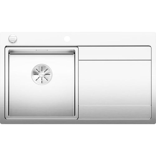 Blanco Divon ii 45 s-if Spüle 521657 86 x 51 cm, Edelstahl Seidenglanz, links, Ablauffernbedienung mit Drehbetätigung