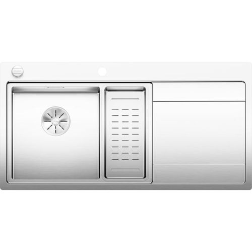 Blanco Divon ii 6 s-if Spüle 521661 100 x 51 cm, Edelstahl Seidenglanz, links, Ablauffernbedienung mit Drehbetätigung