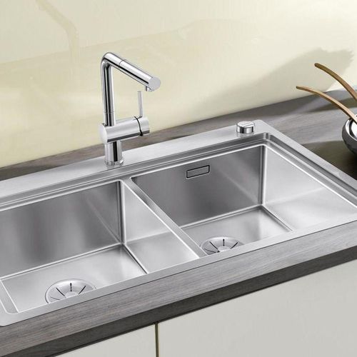 Blanco Divon ii 8-if Spüle 521663 86 x 51 cm, Edelstahl Seidenglanz, Ablauffernbedienung mit Drehbetätigung