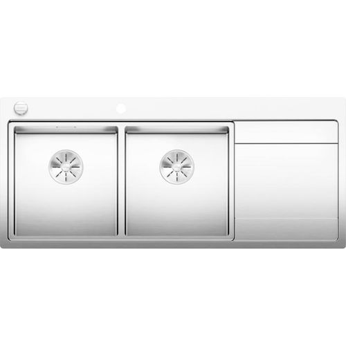 Blanco Divon ii 8 s-if Spüle 521664 116 x 51 cm, Edelstahl Seidenglanz, links, Ablauffernbedienung mit Drehbetätigung