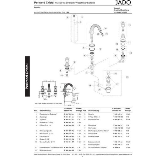 Ideal Standard JADO Mundstück PERLRAND, M24X1, Gold H960968A4