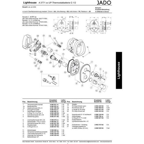 Ideal Standard JADO Thermostatgriff Innenteil, Chrom A860821AA