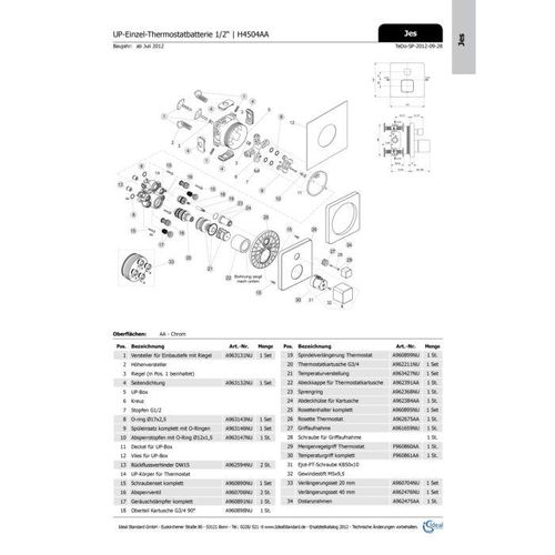Ideal Standard JADO Zugknopf JES, für BS2 Easy-Box, F960860AA Chrom