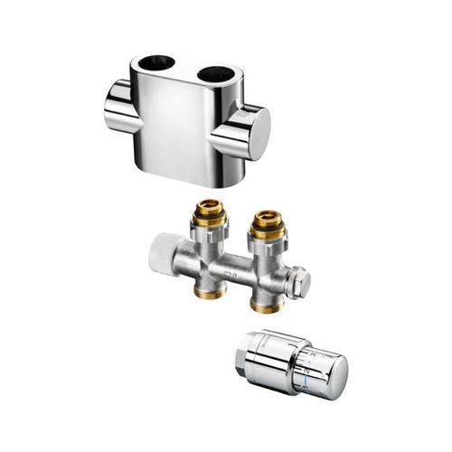 Oventrop Multiblock T Anschlussset 1184383 Durchgang, Edelstahl-Design, Multiblock T/Uni SH