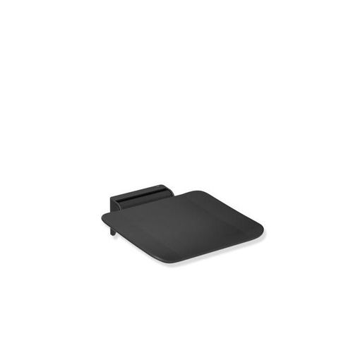 Hewi System 900 Mobiler-Klappsitz 900.51.40060CV 350 x 110 x 420 mm, pulverbeschichtet schwarz tiefmatt, Wandkonsole Edelstahl verchromt