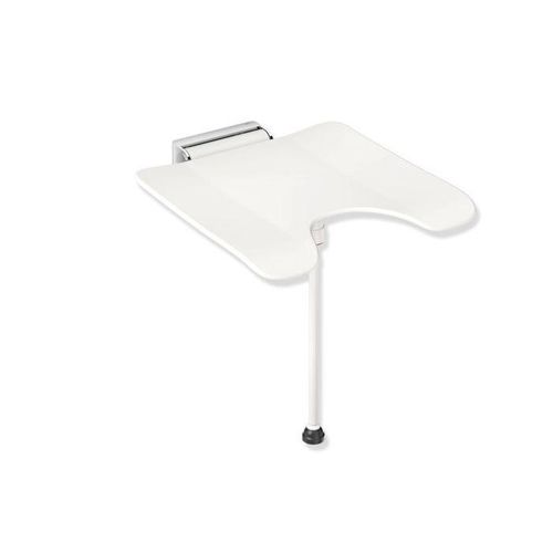 Hewi System 900 Duschklappsitz 900.51.2144098 Edelstahl verchromt, Polyamid signalweiß, mit Schamausschnitt