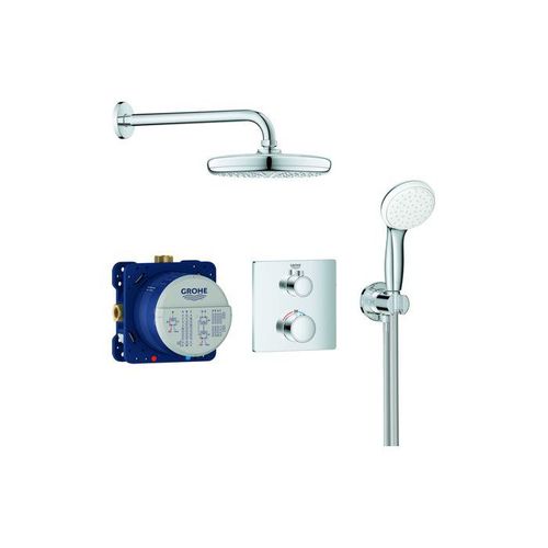 Grohe Grohtherm Unterputz-Duschsystem 34729000 chrom, mit Unterputz-Thermostat, Brausearm 28,6cm