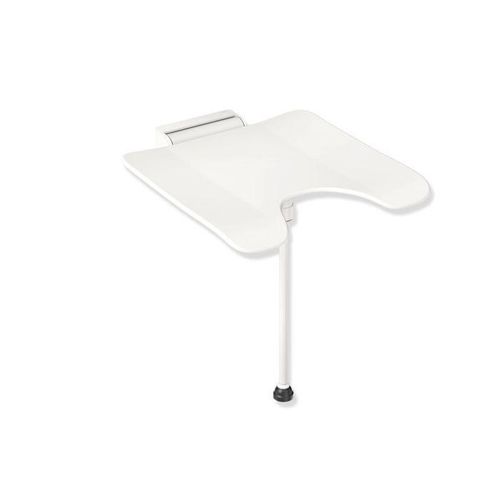 Hewi System 900 Duschklappsitz 900.51.21460AS Edelstahl pulverbeschichtet weiß matt, Polyamid matt weiß, mit Schamausschnitt