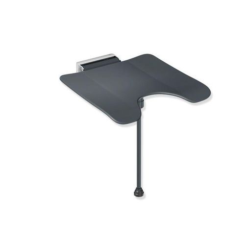 Hewi System 900 Duschklappsitz 900.51.2144092 Edelstahl verchromt, Polyamid anthrazit, mit Schamausschnitt