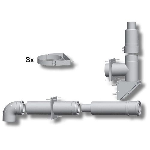 Wolf Paket Abgasleitung 2651501Z01 Ø 80/125, bis 50kW, für Fassade