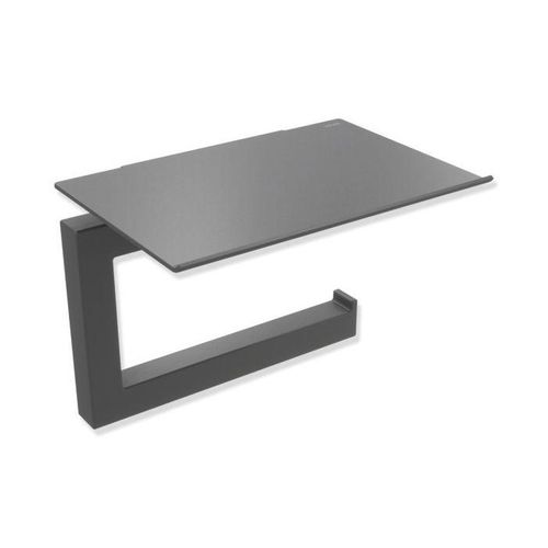 Hewi System 900 Q WC-Papierhalter 900Q21.00260SC pulverbeschichtet dunkelgrau perlglimmer tiefmatt, aus Edelstahl, mit Deckel 140x106x100mm