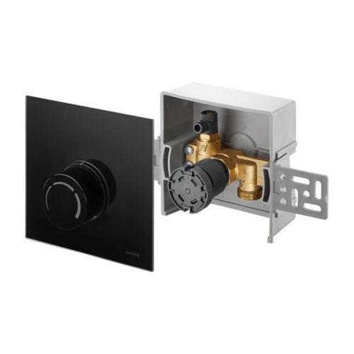 Oventrop Unibox Rücklauftemperaturregelung 1022751 Echtglas schwarz, mit Ventil und Thermostat