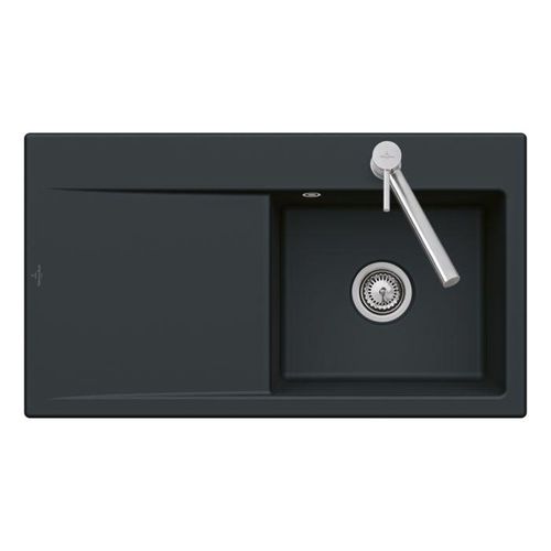Villeroy und Boch Subway Style 45 Flat Flächenbündige Spüle 33480FJ0 Spülbecken links, chromite CeramicPlus, 78 x 51 cm