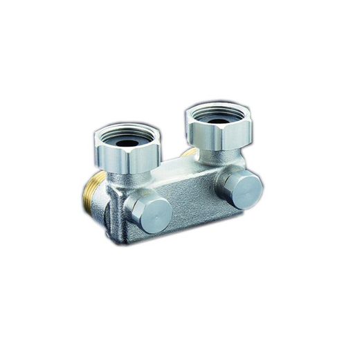 Oventrop Umlenkstück mit Absperrung 1016462 Winkelform, 50mm, 3/4"ÜMx3/4"AG, vernickelt