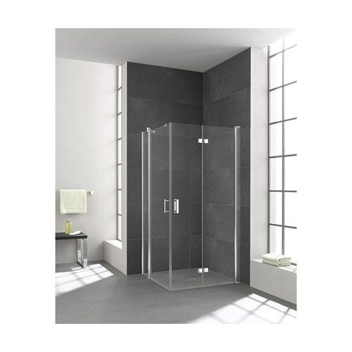 Kermi Diga Eckeinstieg-Hälfte Pendeltür mit Festfeld DIEPL093182PK 93x185cm, auf DP, weiß, ESG klar Clean, links
