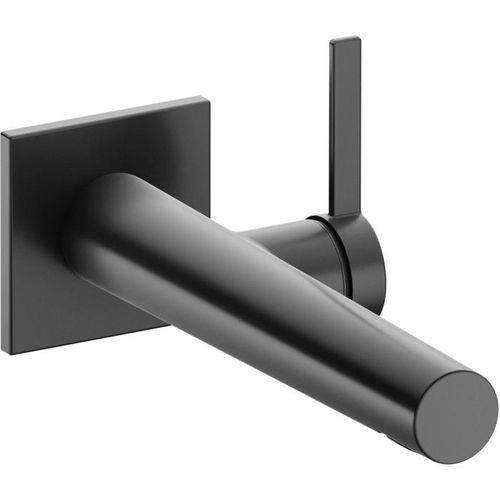Keuco Ixmo Waschtisch-Einhebelmischer 59516132102 Ausladung 265mm, Schwarzchrom gebürstet, Wandmontage, eckige Rosette
