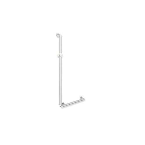 Hewi System 900 Winkelgriff mit Brausehalter 900.33.202XA98 1250 x 450 mm, Brausehalter signalweiß, Ausführung links
