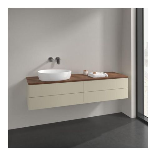 Villeroy und Boch Antao Waschtisch-Unterschrank L26012HJ 160x36x50cm, Waschbeckenplattenfarbe warm walnut, silk grey matt lacquer, mit Beleuchtung