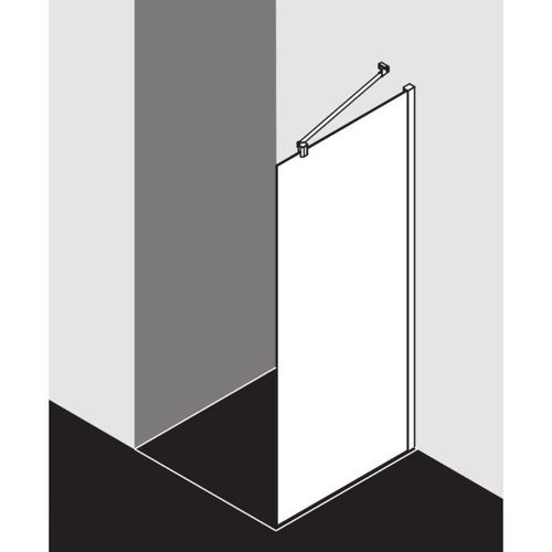 Kermi Mena Seitenwand mit Wandprofil METWP080203UK 80 x 200 cm, schwarz soft, ESG Milchglas SR Opaco, auf Duschwanne