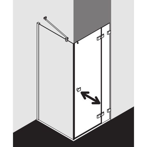 Kermi Mena Seitenwand mit Wandprofil METWP090203AK 90 x 200 cm, schwarz soft, ESG klar, auf Duschwanne