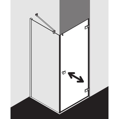 Kermi Mena Seitenwand mit Wandprofil METWP090203UK 90 x 200 cm, schwarz soft, ESG Milchglas SR Opaco, auf Duschwanne