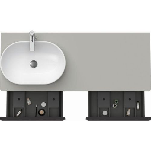 Duravit D-Neo Waschtisch-Unterschrank DE4950L0707 140 x 55 cm, Betongrau Matt, wandhängend, 2 Auszüge, 1 Konsolenplatte, Becken links