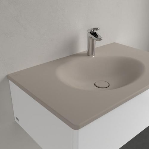 Villeroy und Boch Antao Schrankwaschtisch 4A7584AM 80x50cm, eckig, 1 Hahnloch, verdeckter Überlauf, almond C-plus