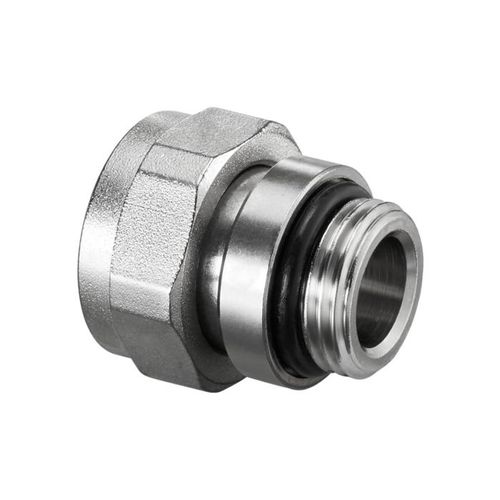 Oventrop Verschraubung 1019372 G 3/4 ÜMxG 1/2 AG, selbstdichtend, mit O-Ring, Messing vernickelt