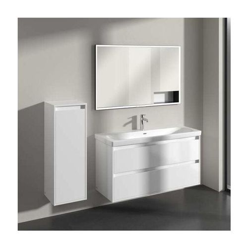 Villeroy und Boch Skyla Seitenschrank C80200VE 1 Tür, 1 Schublade, 350 x 1000 x 349 mm, Brilliant White / Brilliant White