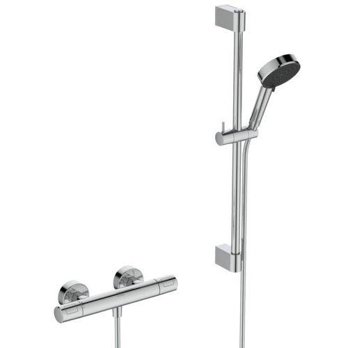 Ideal Standard Ceratherm T 25N Brausekombination A8536AA mit Brausethermostat, Brausestange 60cm, 2F-Handbrause, 8l, chrom