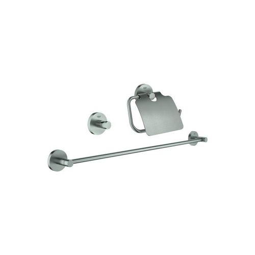 Grohe Essentials Bad-Set 40775DC1 Supersteel, 3 in 1, verdeckte Befestigung