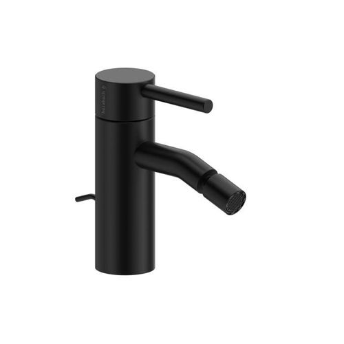 Herzbach DEEP BLACK Bidet-Einlochbatterie 18.023360.1.12 mit Zug-Ablaufgarnitur Schwarz matt