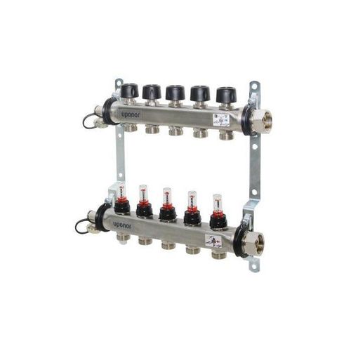 Uponor Vario S Heizkreisverteiler 1086539 Edelstahl, FM 3 x 3/4 Eurokonus, als Komplettverteiler