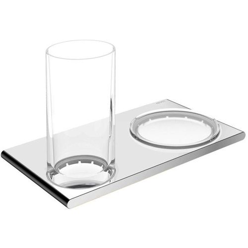 Keuco Edition 400 Doppelhalter 11556139000 Schwarzchrom gebürstet, für Glas und Seifenschale