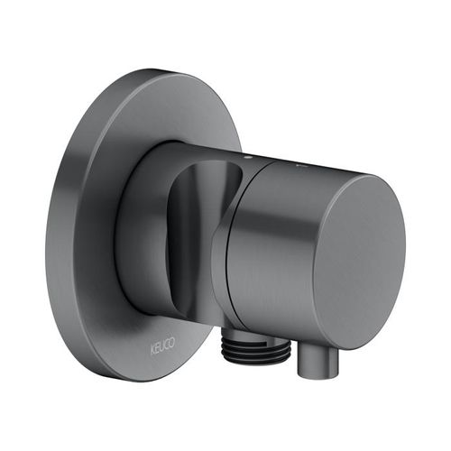 Keuco Ixmo Fertigmontageset 59556131201 Unterputz-2-Wege-Umstellventil, Brausehalter, Griff Comfort, rund, Schwarzchrom gebürstet