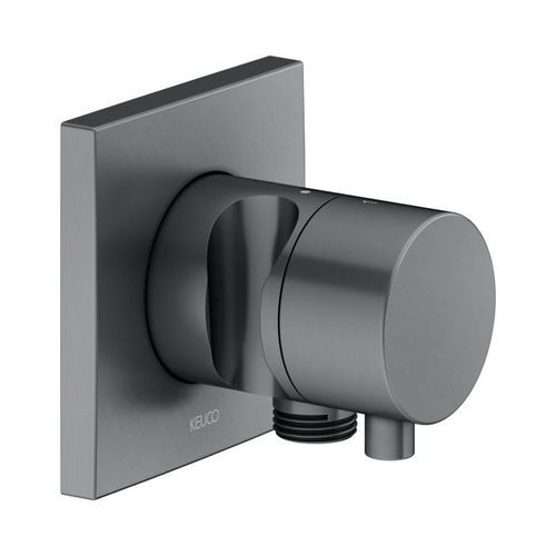 Keuco Ixmo Fertigmontageset 59556131202 Unterputz-2-Wege-Umstellventil, Brausehalter, Griff Comfort, eckig, Schwarzchrom gebürstet