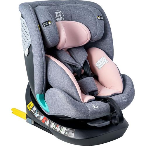 BUF BOOF® Saphir Kindersitz i-Size R129 40–150 cm 360° drehbar ISOFIX Autositz mit Seitenaufprallschutz, Liegefunktion bis 165° Pink