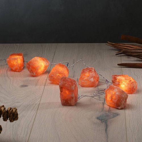 Lichterkette Leuchtkristalle Rock, Salzkristalle bernstein