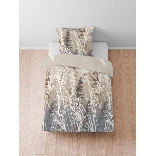 Bettwäsche BIBERNA Gr. 1, taupe, B/L: 135cm x 200cm, Feinbiber, B/L: 80cm x 80cm, 1 Stk., Feinbiber, 100% Baumwolle, Bettwäsche