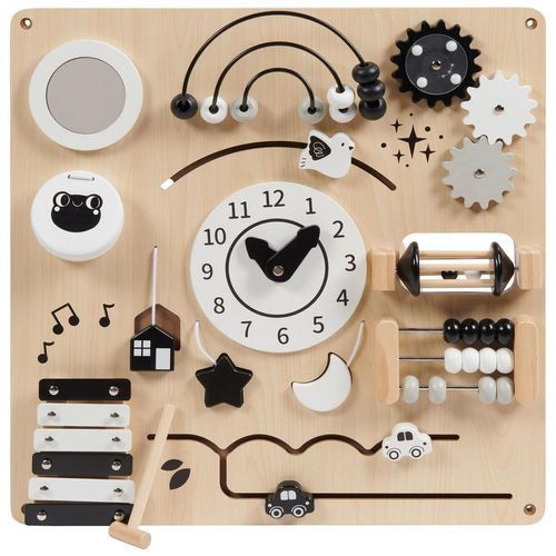 My Baby Lou Motorikspiel, Grau, Natur, Schwarz, Weiß, Beige, Holz, Metall, Kunststoff, Textil, Kiefer, Schima, 47.5x47.5x6 cm, unisex, EN 71, Spielzeug, Babyspielzeug, Motorikspielzeug