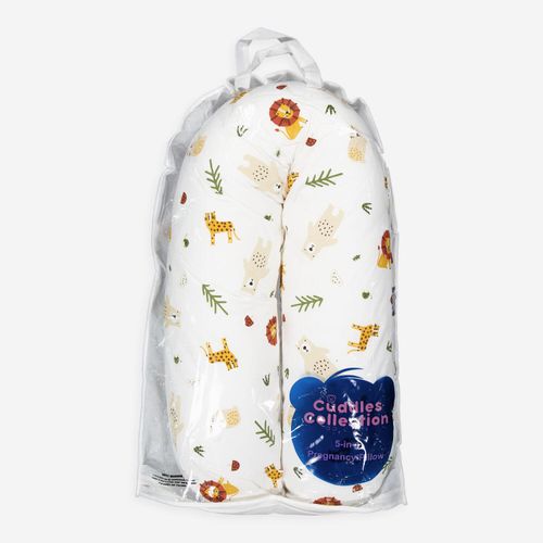 Weißes 5-in-1-Stillkissen mit Tiermuster 70x35cm