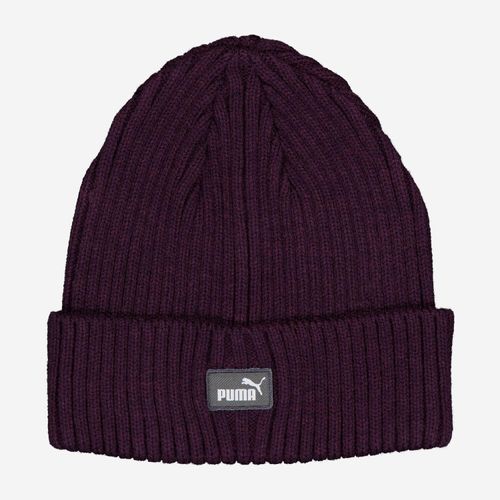 Violette gerippte Mütze mit Logo-Detail